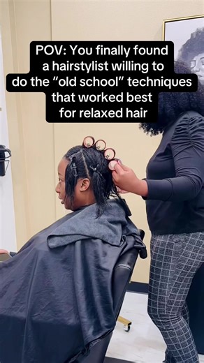 The truth is, it’s not just hairstylists that avoid doing roller sets. Over 20 years later, clients are still reeling from the dryer trauma of having to sit all day in the salon. 🤦🏾‍♀️But times have changed! Stylists are no longer triple booking, and most importantly, you have Candy Crush or some Netflix series to help pass the time. What hasn’t changed is that relaxed hair and excessive heat from thermal irons are a recipe for breakage. Roller sets are a good way to keep some moisture in the 
