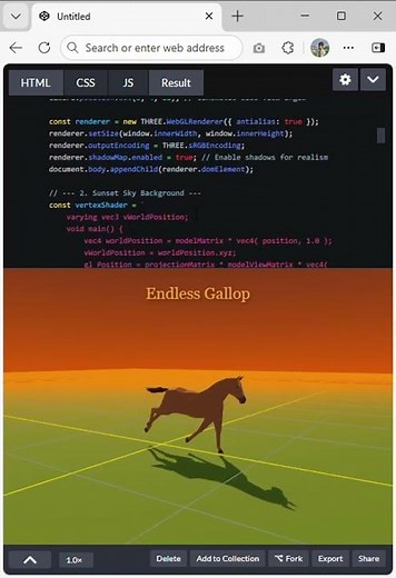 3D Horse Riding Animation 🐎 | Three.js WebGL Short #shorts #shortvideo #short #shortsviral #trending