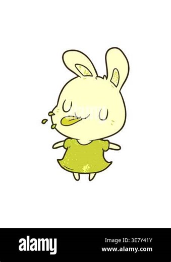 changing color animation of cute cartoon rabbit blowing raspberry Stock Video Footage - Alamy