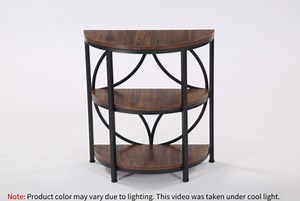Tribesigns Half Round End Table for Living Room, 3-Tier Half Circle Side Table with Metal Frame, Industrial Half Moon Table, Half Coffee Accent Table Bedside Table for Bedroom, Brown