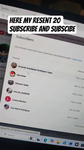 my resent 20 subscribes😄