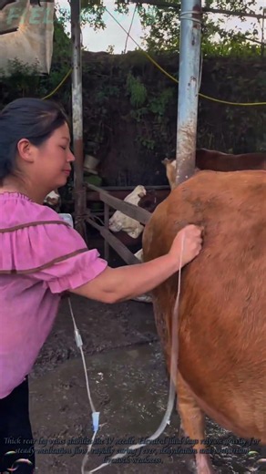 IV Drip Treatment For Yellow Cattle, Gravity Infusion Via Hind Leg Vein