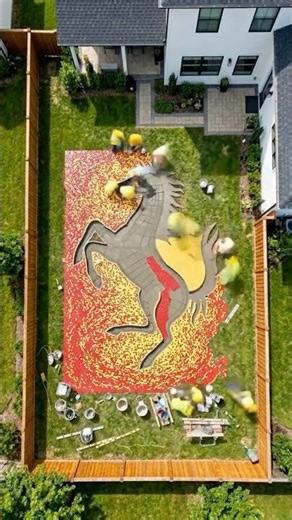 We designed the Ferrari logo from scratch. #gardendesign #diy #satisfyingvideo