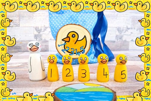Montessori Inspired EYFS Play Set | Montessori Nursery Rhyme Set | 5 Little Ducks Counting Set | Montessori Inspired Learning - Etsy UK