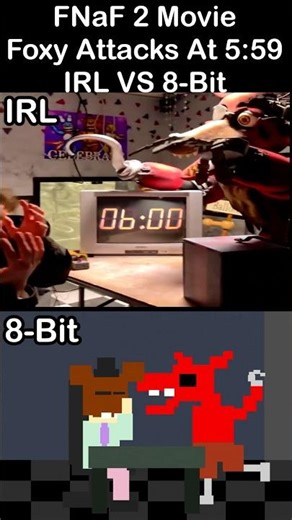 FNaF 2 Movie Foxy Attacks - 8-Bit VS IRL