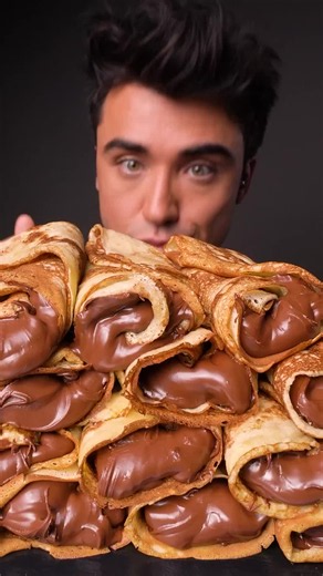 Nutella Crepe Rolls ASMR — Nutella Crepe Recipe & Sounds
