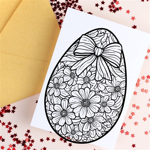 Easter Coloring Mandala Egg Blank Greeting Cards • Mindfulness Art Note Cards • Envelope Template • Calming Line Art Illustration - Etsy