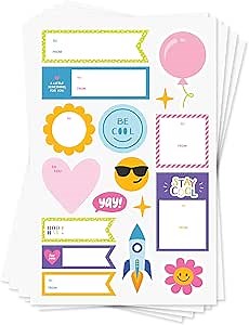 225 Premium Gift Labels - Bright Colors Variety Pack, 15 Sheets of 8.5" x 5.5" All Occasions Gift Wrapping Labels for Presents, Gifts, Holidays, Celebrations, Decorations & More, Designed in USA