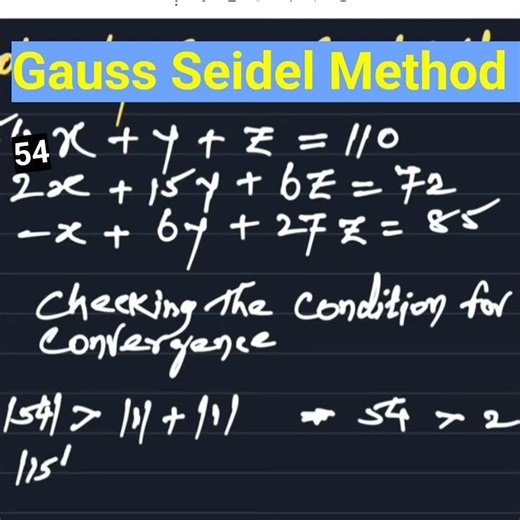 Convergence condition of Gauss Seidel Method _ shorts