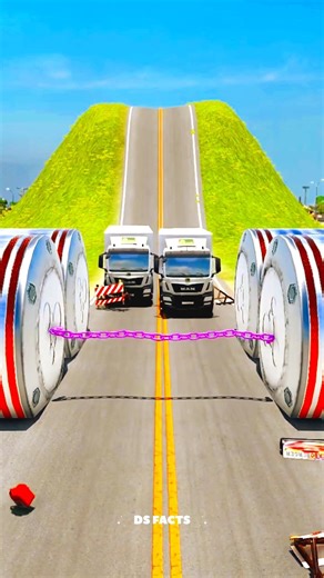 Multiple Cars Collide With Huge Bollards – BeamNG Drive Physics