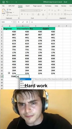 The 4 ways to sum in excel 🔥 #exceltips #spreadsheets #office