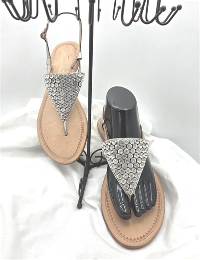 Lauren Lorraine Vintage Rhinestone Leather Sandals - Etsy