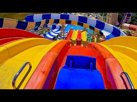 Ultra-Fast Four-Track Racing Water Slide | Aquapark Neptun