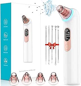 Amazon.com: Blackhead Remover Pore Vacuum Acne Extractor: Upgraded Pore Cleanser with Blue Light- Rechargeable Black Head Remover for Face, Whitehead Removal, Facial Firming, Oil Reducing for Women & Men : Beauty & Personal Care