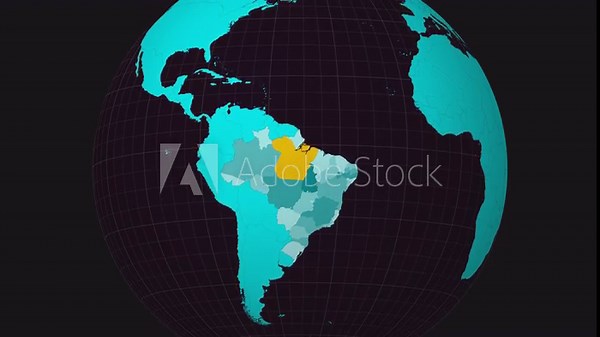 Para, Brazil on Globe. Animated zoom into the state. Para, Brazil intro, logo, presentation animation. Boundary shape on globe with round text. Short video.