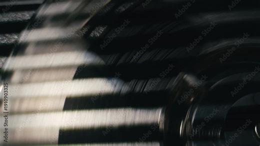 Tape audio music player, VHS studio magnetic tape, vintage retro spool reel to reel player and recorder, magnetic tape data storage close up, music studio.