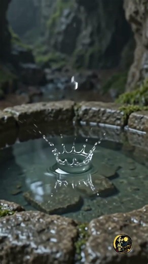【深い森の静寂】岩清水と水琴窟、心に響く水滴の音 / Forest Cave Serenity: Dripping Water ASMR #Shorts