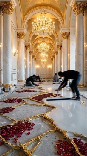 Luxury Ruby Gemstone Epoxy Floor Transformation 💎 Royal Hallway Glass Floor | Satisfying Resin ASMR