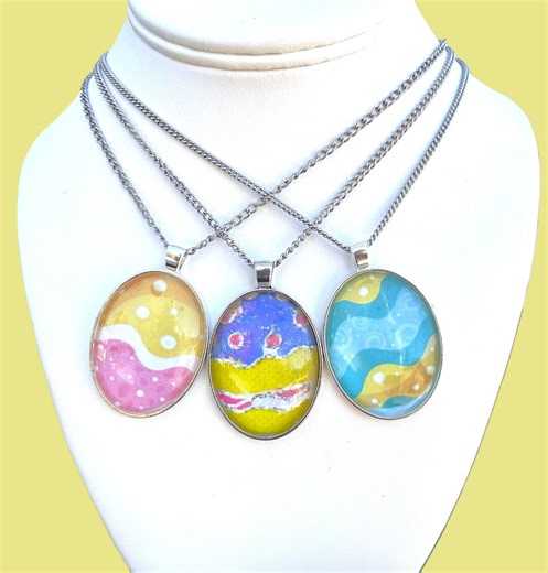 Oval Easter Egg Glass Cabochon Pendants - Etsy