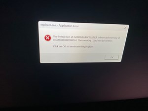 Doing a cloud recovery on new Ally X and getting “explorer.exe - application error” messages