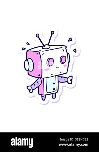 neon light effect animation of sticker of a cartoon robot Stock Video Footage - Alamy