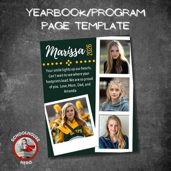 Yearbook Graduation Ad for Seniors – Full & Quarter Page Editable Templates