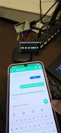 Mensaje bidireccional por #bluetooth a #esp32 y mostrar por pantalla #st7789 #matrix loading...