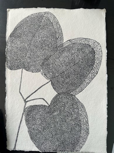 Original Botanical Ink Drawing | Intricate Leaf Study on Handmade Paper - Etsy