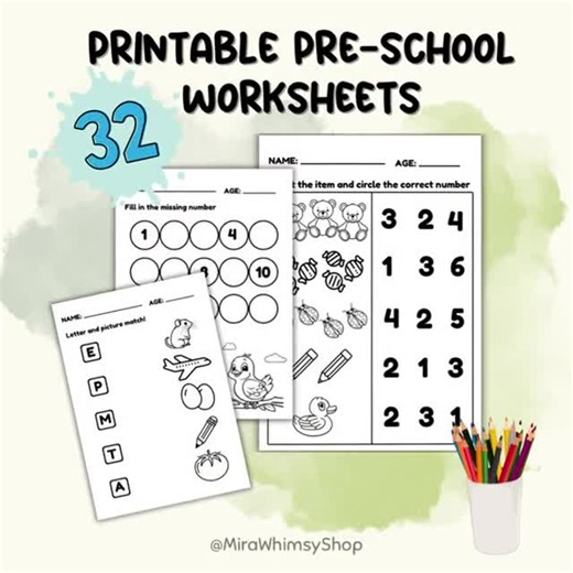 Preschool Worksheet | Coloring Exercise - Etsy