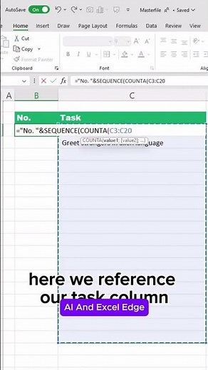 Get AUTO NUMBERING in Excel with One Click! #excel #exceltips