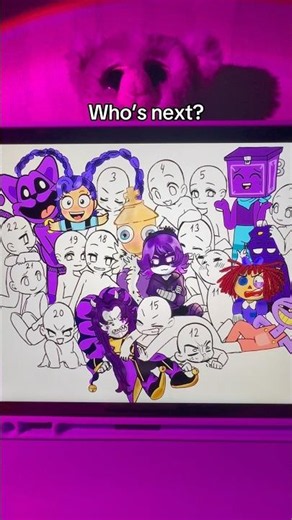 Drawing Purple Characters Challenge 💜#purple #purpleguy #fnaf #fivenightsatfreddy #purplecharacter