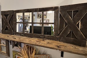 Rustic Reclaimed Wood Window Mirror With Shutters - Farmhouse Wall Decor - Etsy