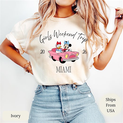 Custom Girls Weekend Trip 2026 Shirt, Disney Minnie Daisy Vacation Tee, Personalized Disney Trip Shirt, Girls Trip 2026 Comfort Colors Tee