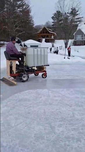 Homemade Zamboni - flooding between periods 🏒