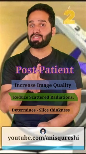 CT Collimators explained 📐 Pre-patient vs Post-patient collimation — know the difference In CT scan, collimators are used to shape and restrict the X-ray beam, helping to control dose and improve image quality. 🔹 Pre-patient collimator • Positioned before the patient • Restricts the primary X-ray beam • Determines slice thickness • Helps reduce unnecessary radiation exposure 🔹 Post-patient collimator • Positioned after the patient (before detectors) • Restricts scattered radiation • Improves 