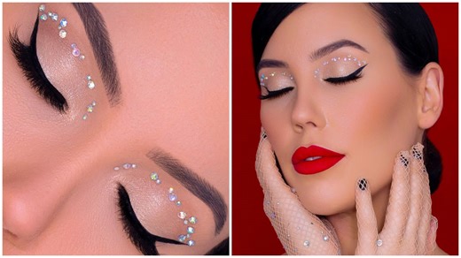 Classic Retro Glam Look: Red Lips and Sparkling Crystals Tutorial
