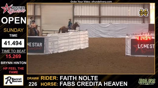 “𝐋𝐨𝐧𝐞 𝐒𝐭𝐚𝐫 𝐒𝐡𝐨𝐨𝐭𝐨𝐮𝐭” Barrel Race & Futurity Open 4D $5K Added Presented by: Niko, HHA, MVP & R Barrel Horses 1D Champion 🤠: Faith Nolte 🐴: Fabs Credita Heaven ⏱️: 15.207 💰: 2,695 Order your video: 👉🏻 Xfrundelivery.com View the stream: 👉🏻 xfbr.net/lss26 (Brought to you by “Big E’s Company) | X Factor Barrel Racing