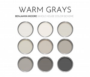 Warm Grays Benjamin Moore Paint Palette, Neutral Interior Paint Colors for Home, Farmhouse, Silver Fox, Swiss Coffee OC-45 - Etsy