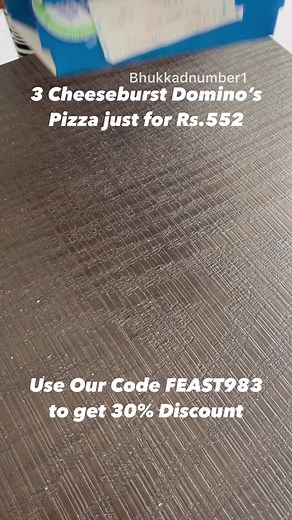 Offer applicable for new users all over India (sign up using new number)Follow the steps below 👇 1. Open the domino’s app using our link in bio 2. Choose the delivery option (offer not valid on takeaway or dine in)3. Add 1 Margherita Pizza (Regular Cheeseburst), 1 Moroccan Spice Pasta Pizza (Regular Cheeseburst) & 1 Achaari Do Pyaza Pizza (Regular Cheeseburst)4. Apply Promo Code FEAST983 andGet 3 Cheeseburst Pizza for Rs. 552You can use the code FEAST983 and get 30% discount on other pizzas as 