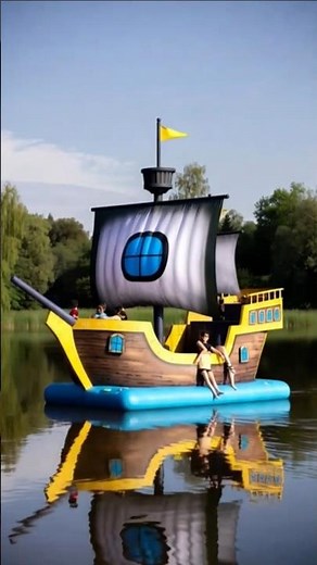🏴‍☠️ The Coolest Inflatable Pirate Ship Ever! 🌊🔥 #PirateVibes