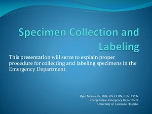 Specimen Collection and Labeling - SlideServe