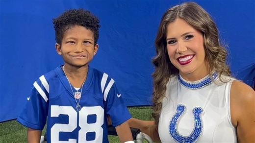 Indianapolis Colts cheerleader Morgan McLain melts hearts after using sign language to communicate with deaf 8-year-old fan