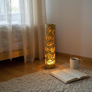 Handmade Bamboo Table Lamp: Zen Leaf Design, Ambient Lighting - Etsy