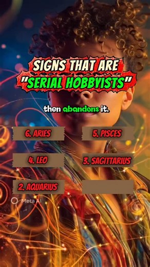 Zodiac Signs on Instagram: "Signs That Are “Serial Hobbyists” 6. Aries, buys $500 of equipment for a hobby they quit in 2 days. 5. Pisces, starts painting, then poetry, then pottery, all in one week. 4. Leo, wants to be famous at the hobby before learning the skill. 3. Sagittarius, gets bored the second the hobby becomes “work.” 2. Aquarius, picks a weird hobby like “ant farming” then abandons it. 1. Gemini, has a garage full of unfinished projects from 2015. #zodiacsigns #zodiac #astrology #ast