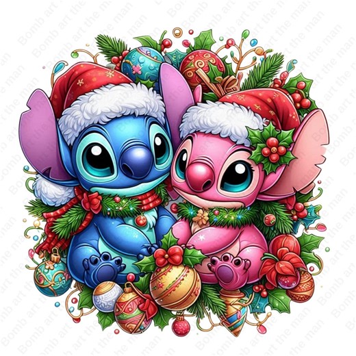 Stitch and Angel Christmas Clipart, Stitch and Angel Png, Christmas Design, Transparent Design, Instant Download - Etsy