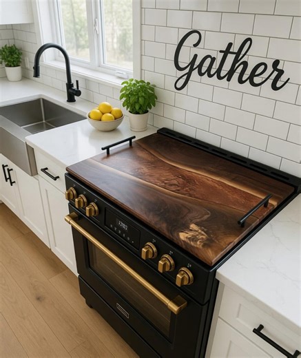 Custom Walnut Epoxy Resin Noodle Board – Modern Stove Top Cover, Serving Tray - Etsy