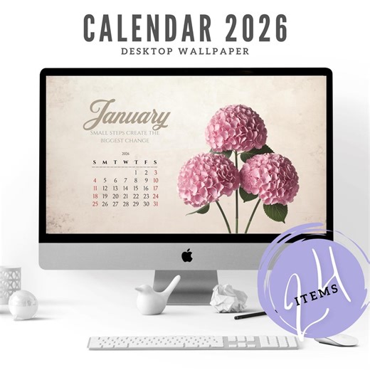 2026 Calendar Desktop Wallpaper for PC, Imac & MacBook | Floral Digital Background - Etsy Canada