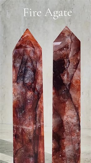Fire agate symbolizes courage, protection, passion, and vitality, representing an inner fire that boosts confidence, creativity, and motivation. www.shopnaturallystoned.com #goodvibesonly #manifestation #agate #rocktok #crystalshop