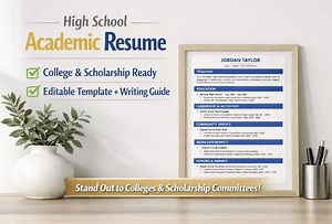 High School Academic Resume Template | College Admissions | Scholarship Applications for Students | Editable PDF - Etsy