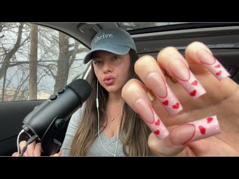 CAR ASMR ❤️👄❤️ Fast & Aggressive Mouth Sounds 💕 Inaudible Whispering & Nail Tapping
